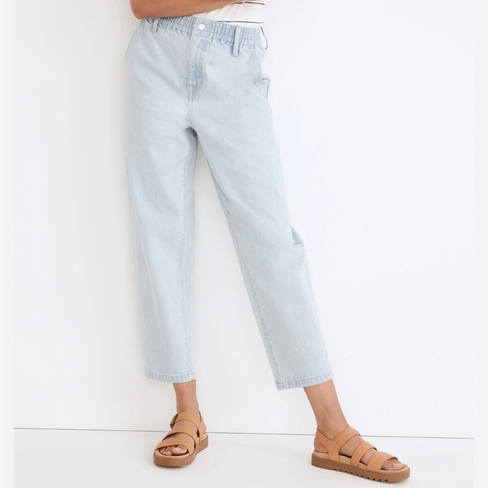 Madewell jeans Balloon wide baggy leg high rise light wash elastic waist small